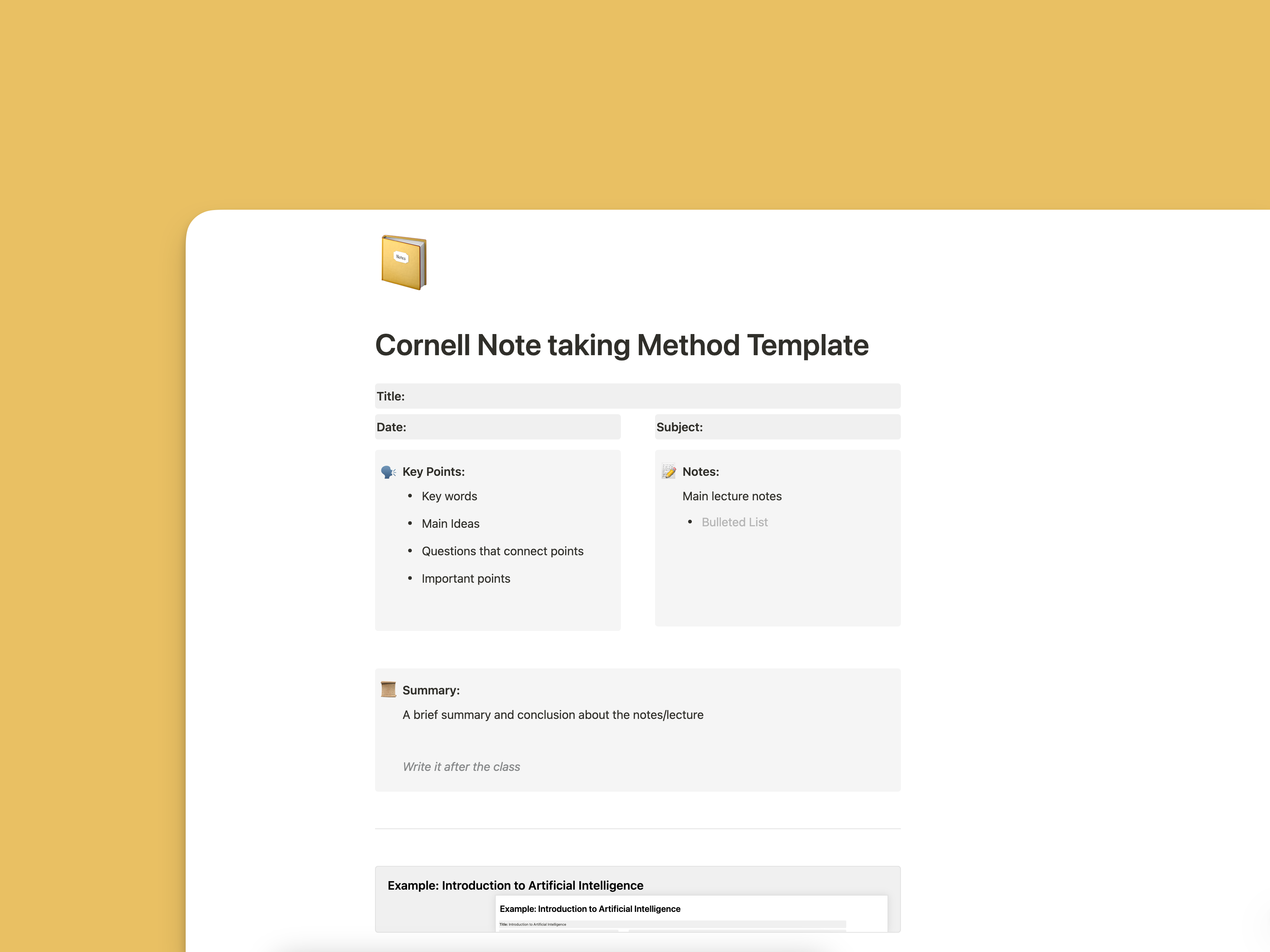 Cornell Note taking Method
